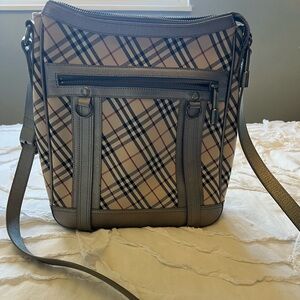 BURBERRY Classic Plaid Crossbody Bag - Taupe